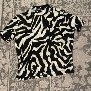 Zara Mock Neck Sheer Shirt